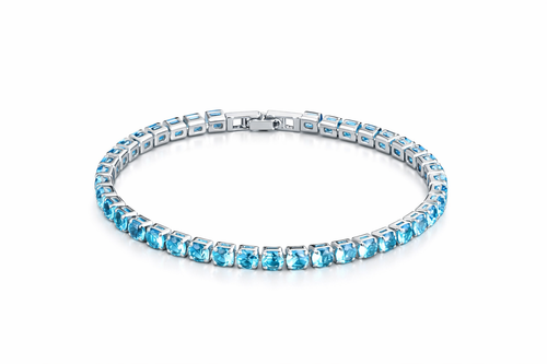 Bracelet with blue gemstones on a white background