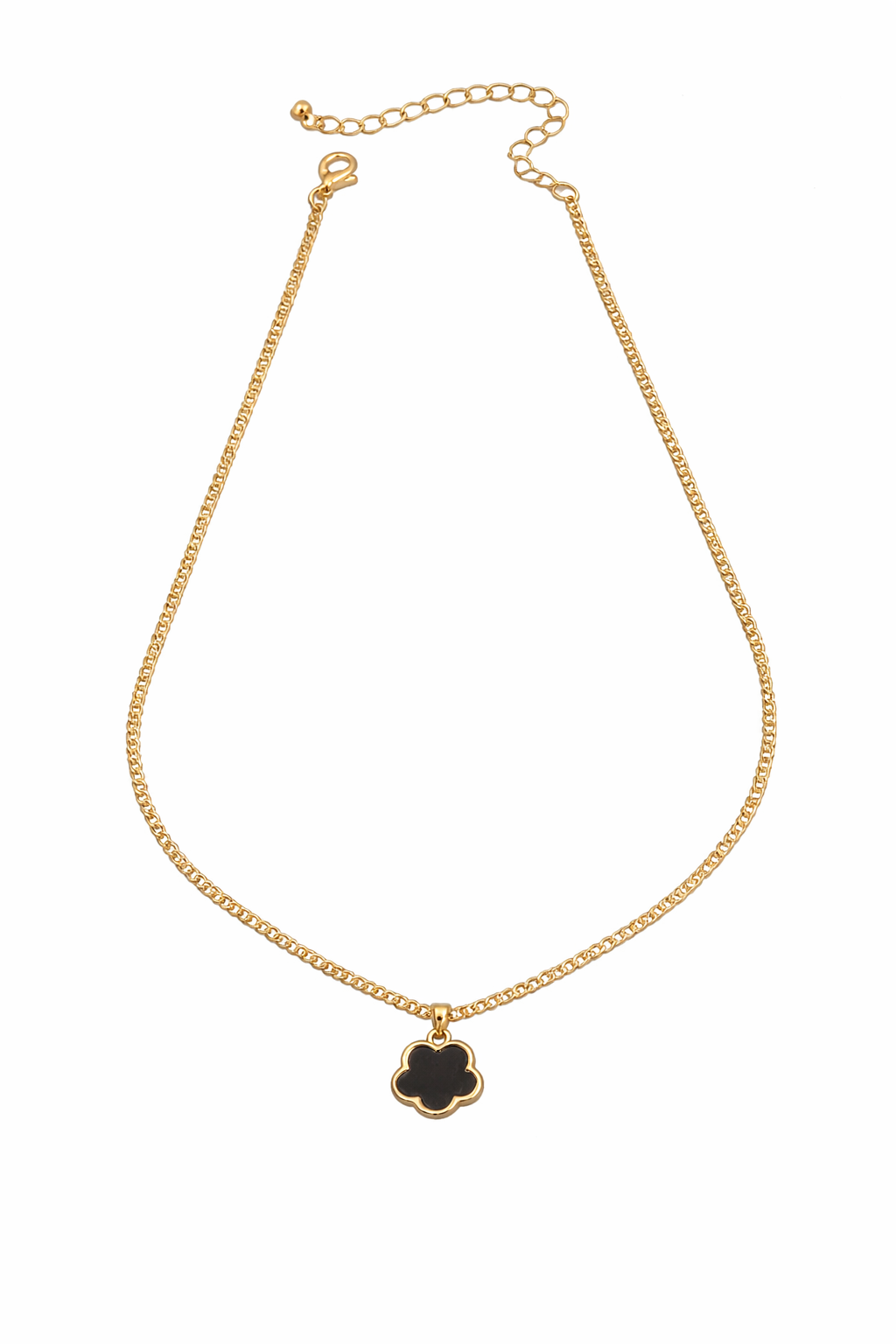 Fashion Black Lucky Four-Leaf Clover Pendant Necklace