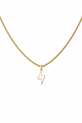 18K Gold Plated Stainless Steel Chain With Copper Plated Lightning Bolt Pendant Necklace