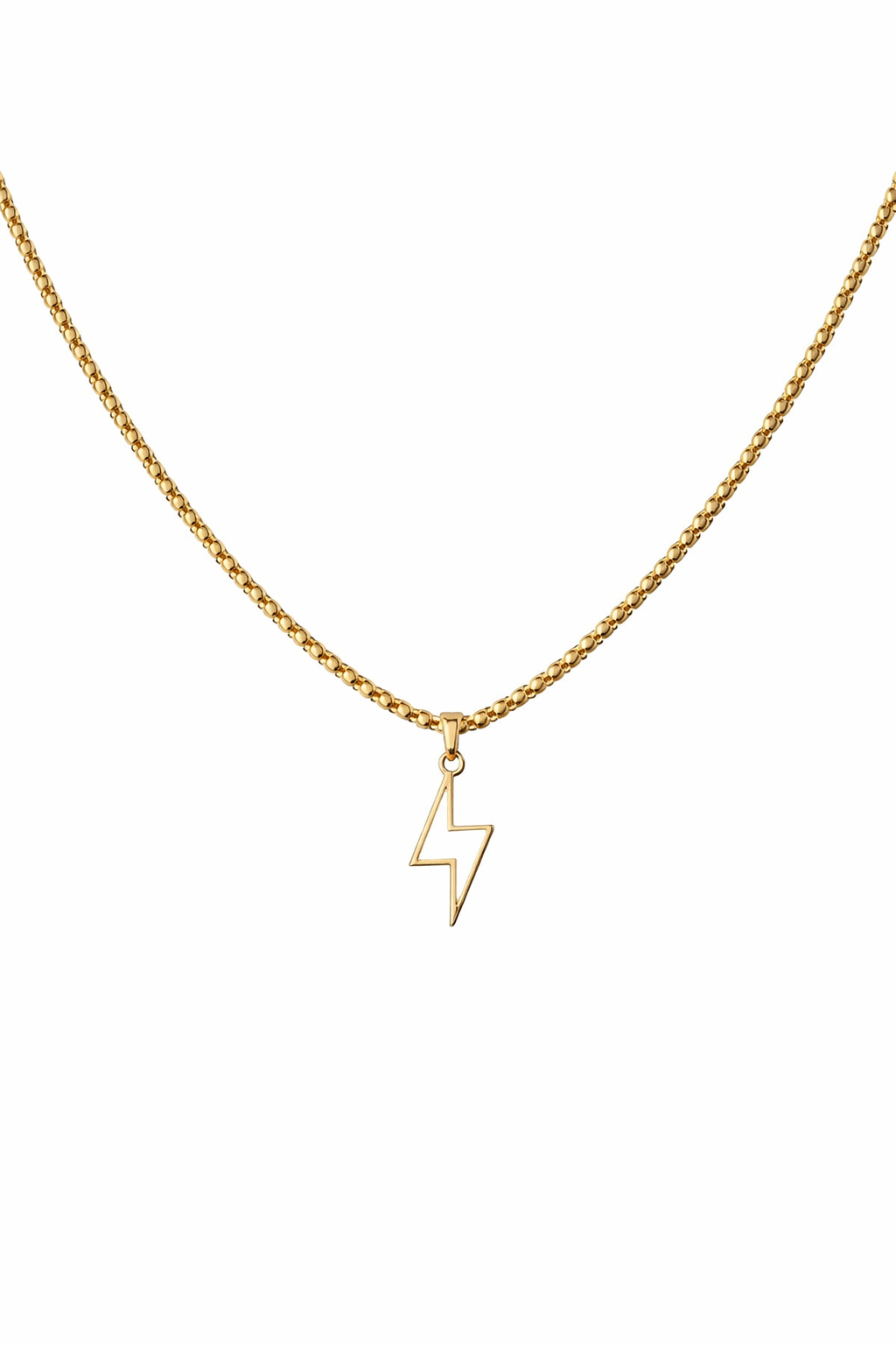 18K Gold Plated Stainless Steel Chain With Copper Plated Lightning Bolt Pendant Necklace